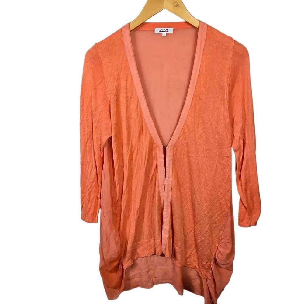 AVA V-Neck Cardigan in Orange